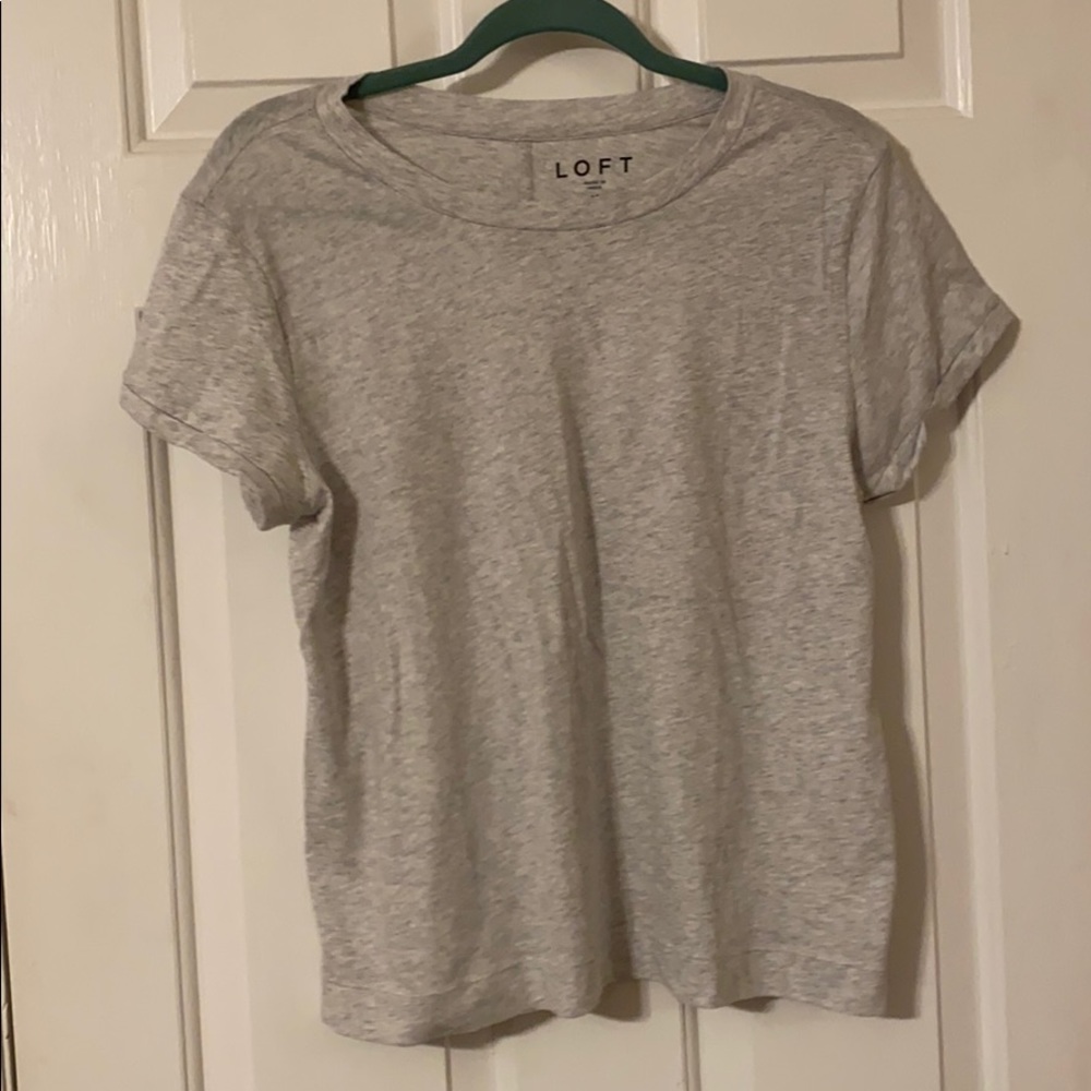 Loft New Crew Tee Clouded Heather M NWT Soft